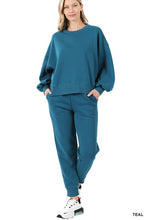 Load image into Gallery viewer, Balloon Sleeve Sweatshirt &amp; Sweatpants Set
