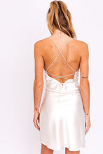 Load image into Gallery viewer, COWL NECK CRISS-CROSS STRAP SLIP DRESS
