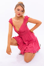 Load image into Gallery viewer, CAP SLEEVE RUFFLE MINI DRESS
