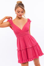 Load image into Gallery viewer, CAP SLEEVE RUFFLE MINI DRESS
