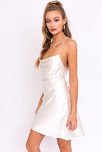 Load image into Gallery viewer, COWL NECK CRISS-CROSS STRAP SLIP DRESS
