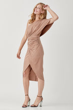 Load image into Gallery viewer, ONE SHOULDER DRAPE JERSEY DRESS
