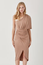 Load image into Gallery viewer, ONE SHOULDER DRAPE JERSEY DRESS
