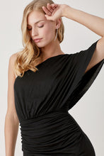 Load image into Gallery viewer, ONE SHOULDER DRAPE JERSEY DRESS
