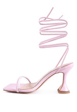 Load image into Gallery viewer, BITEN BERRY SPOOL HEELED LACE UP SANDAL
