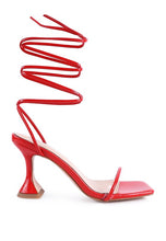 Load image into Gallery viewer, BITEN BERRY SPOOL HEELED LACE UP SANDAL
