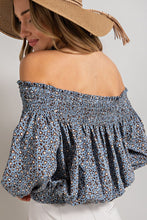 Load image into Gallery viewer, ANIMAL PRINT SMOCKED OFF THE SHOULDER TOP
