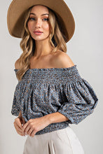 Load image into Gallery viewer, ANIMAL PRINT SMOCKED OFF THE SHOULDER TOP
