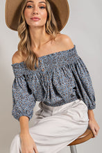 Load image into Gallery viewer, ANIMAL PRINT SMOCKED OFF THE SHOULDER TOP
