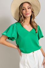 Load image into Gallery viewer, V-NECK PUFF SLEEVE BLOUSE TOP
