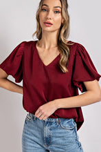 Load image into Gallery viewer, V-NECK PUFF SLEEVE BLOUSE TOP
