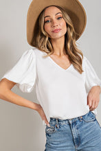 Load image into Gallery viewer, V-NECK PUFF SLEEVE BLOUSE TOP
