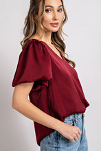 Load image into Gallery viewer, V-NECK PUFF SLEEVE BLOUSE TOP
