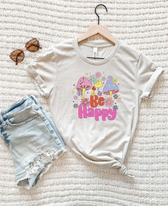 70s Retro Be Happy Graphic Tee