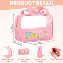 Load image into Gallery viewer, Chenille Letter Clear Travel Bag Luggage Makeup
