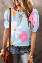 Load image into Gallery viewer, Big Flower Print Bubble Sleeve Tee
