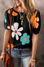 Load image into Gallery viewer, Big Flower Print Bubble Sleeve Tee
