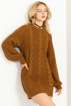 Load image into Gallery viewer, Cable-Knit Ribbed Mini Sweater Dress
