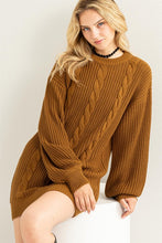 Load image into Gallery viewer, Cable-Knit Ribbed Mini Sweater Dress
