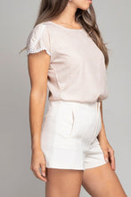 Load image into Gallery viewer, Satin top with lace trim
