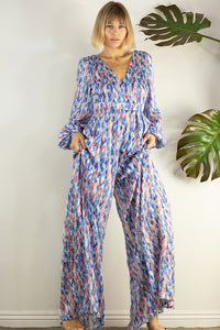 BACK OPEN WIDE PANTS JUMPSUIT