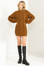 Load image into Gallery viewer, Cable-Knit Ribbed Mini Sweater Dress
